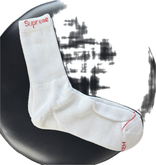 Single White Supreme Sock