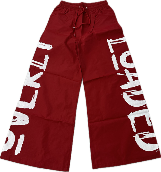 Red Nylon Overly Loaded Pants